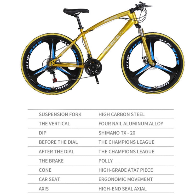 [US Warehouse] 26 inch Full Suspension 21-speed Aluminum Alloy Frame Road Bikes Mountain Bikes(Yellow)