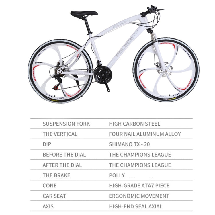 [US Warehouse] 26 inch Full Suspension 21-speed Aluminum Alloy Frame Road Bikes Mountain Bikes(White)