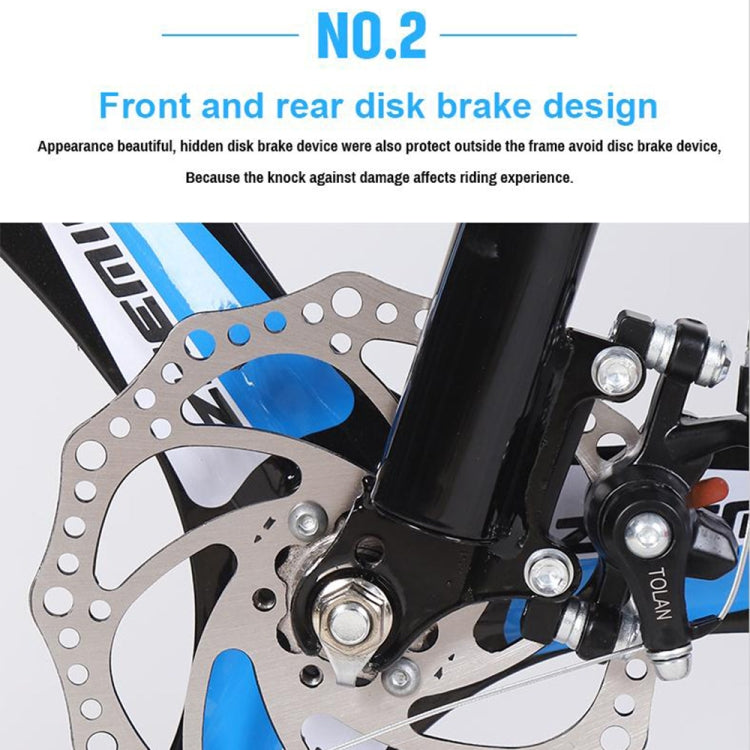 [US Warehouse] 26 inch Full Suspension 21-speed Aluminum Alloy Frame Road Bikes Mountain Bikes(Black Blue)