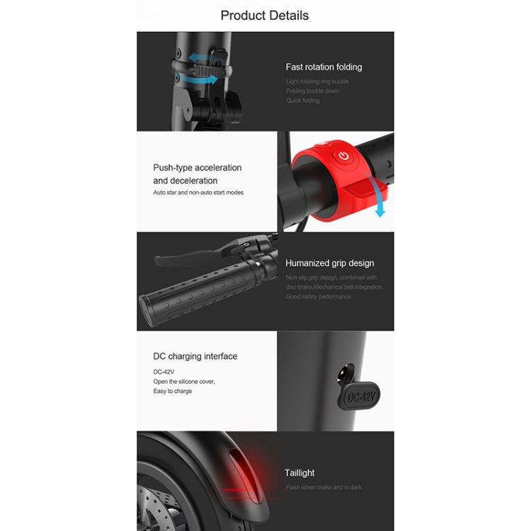 [EU Warehouse] X7 Outdoor Waterproof Foldable Off-road Scooter with 8.5 inch Vacuum Tires & LCD Display& LED Lights & 6.4AH Lithium Battery, Load-bearing: 20-100kg (Black)