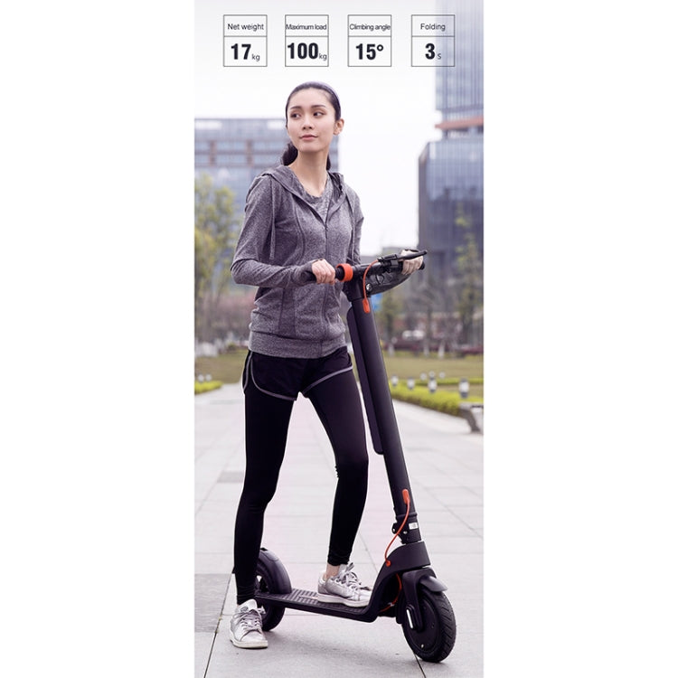 [EU Warehouse] X8 Outdoor Waterproof Foldable Electric Scooter with 10 inch Vacuum Tires & LCD Display & LED Lights & 10AH Lithium Battery, Load-bearing: 20-100kg (Black)