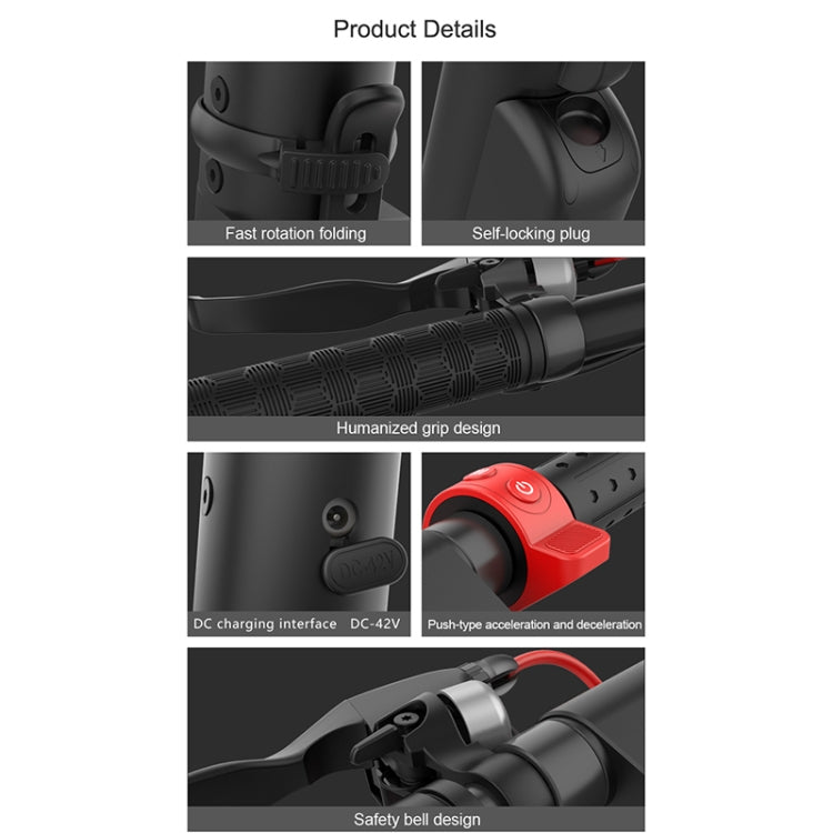 [EU Warehouse] X8 Outdoor Waterproof Foldable Electric Scooter with 10 inch Vacuum Tires & LCD Display & LED Lights & 10AH Lithium Battery, Load-bearing: 20-100kg (Black)