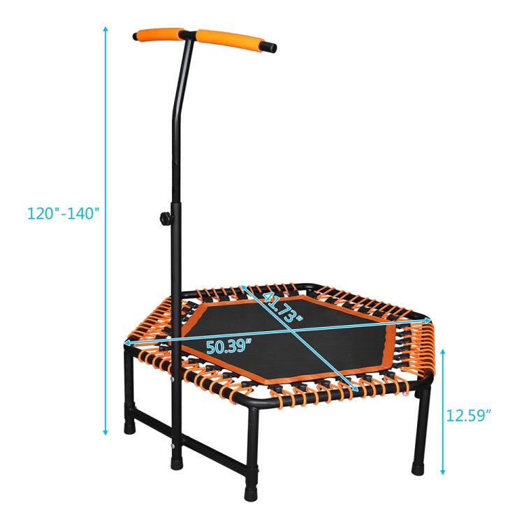 [US Warehouse] Indoor and Outdoor Hexagonal Trampolines with Retractable T-shaped Handles, Size: 50.39x41.73 inch