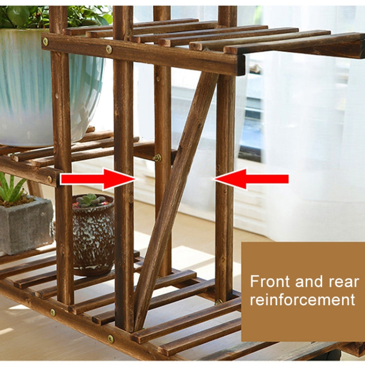 Wooden Plant Flower Display Stand Wood Pot Shelf Storage Rack, with Wheel