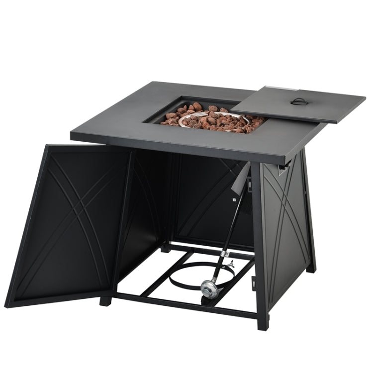 [US Warehouse] Outdoor Propane Gas Fire Pit Table with Steel Heater & Control Knob, Size: 28x28x23.6 inch