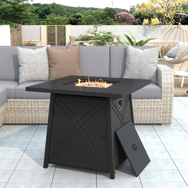 [US Warehouse] Outdoor Propane Gas Fire Pit Table with Steel Heater & Control Knob, Size: 28x28x23.6 inch