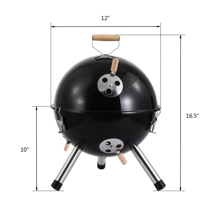 [US Warehouse] Portable Outdoor Stainless Steel Spherical Barbecue Grill Household Charcoal Barbecue Rack