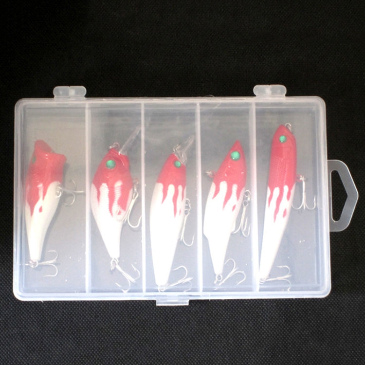 5 PCS Fishing Artificial Bait Lures Treble Hooks Baits Set with Plastic Case