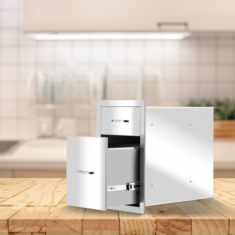 [US Warehouse] Courtyard Stainless Steel Two-drawer Cabinet for Storage Oven, Size: 20.86 x 20.35 x 12.99 inch