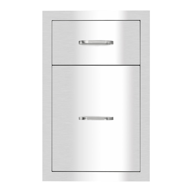 [US Warehouse] Courtyard Stainless Steel Two-drawer Cabinet for Storage Oven, Size: 20.86 x 20.35 x 12.99 inch