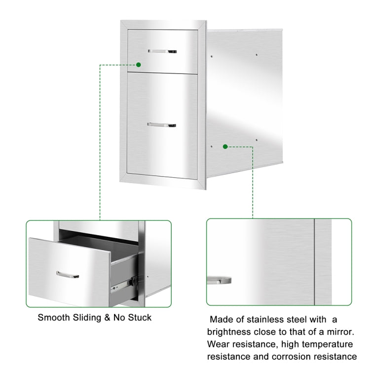 [US Warehouse] Courtyard Stainless Steel Two-drawer Cabinet for Storage Oven, Size: 20.86 x 20.35 x 12.99 inch