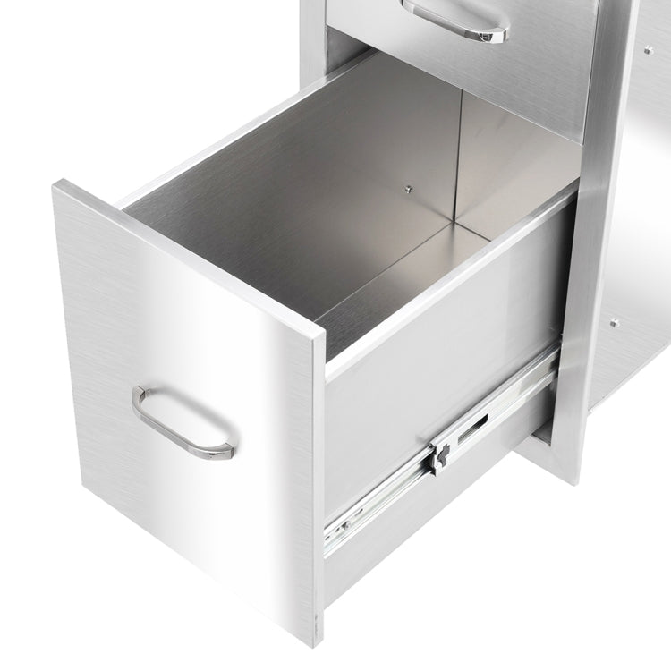 [US Warehouse] Courtyard Stainless Steel Two-drawer Cabinet for Storage Oven, Size: 20.86 x 20.35 x 12.99 inch