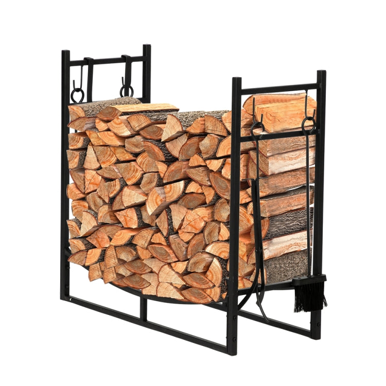 [US Warehouse] U-shaped Iron Firewood Holder with 4 Tools & Two Big Hooks, Size: 33.5 x 30.2 x 13 inch