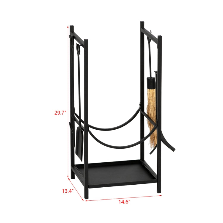 [US Warehouse] U-shaped Iron Firewood Holder with 4 Tools, Size: 29.7 x 14.6 x 13.4 inch