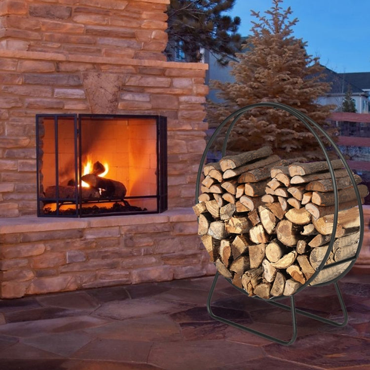 [US Warehouse] Round Iron Firewood Holder, Size: 79.8 x 33.5 x 13.2 inch