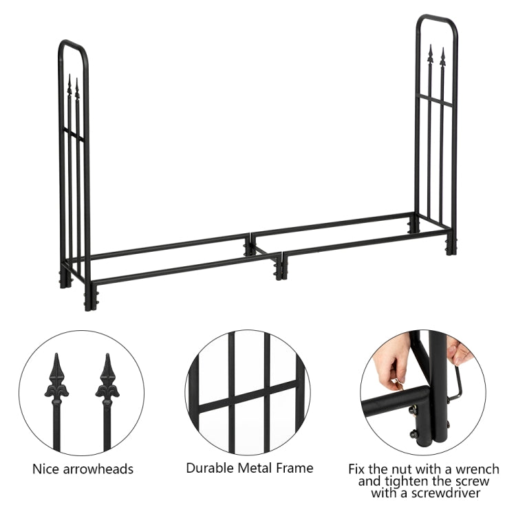 [US Warehouse] Arrow Style Iron Firewood Holder, Size: 70.8 x 44.1 x 13.2 inch