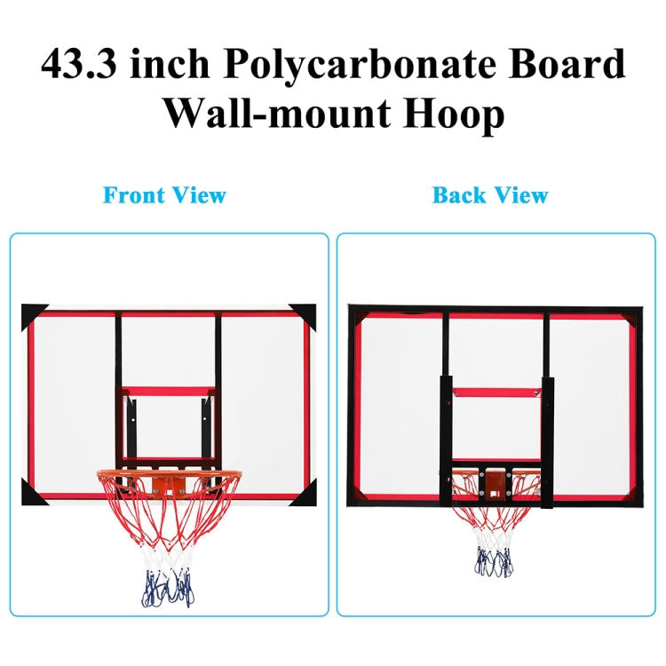 [US Warehouse] Adult Steel Edging Wall-mounted PC Transparent Backboard Suitable for No. 7 Basketball
