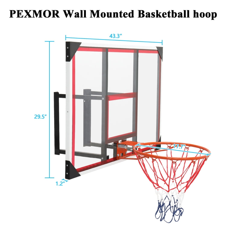 [US Warehouse] Adult Steel Edging Wall-mounted PC Transparent Backboard Suitable for No. 7 Basketball