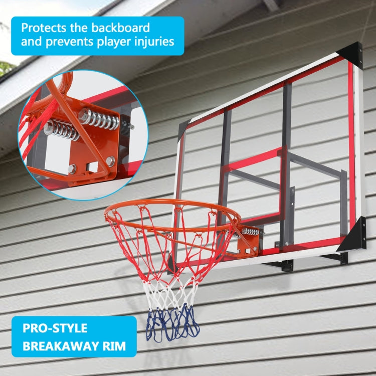 [US Warehouse] Adult Steel Edging Wall-mounted PC Transparent Backboard Suitable for No. 7 Basketball