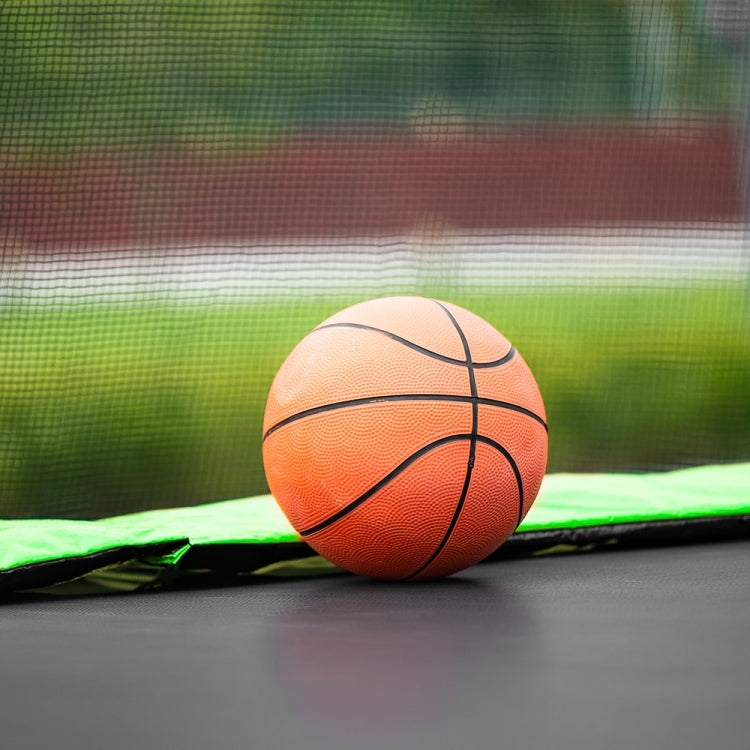 [US Warehouse] 10FT Outdoor Recreational Trampoline with Basketball Hoop & Rubber Ball & Inflator & Ladder & Safety Net