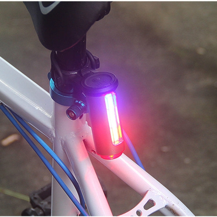 USB Rechargeable 360 Degree 7 Modes Three Color Light 100LM 3 COB + 1 LED Bike Taillight with Clip