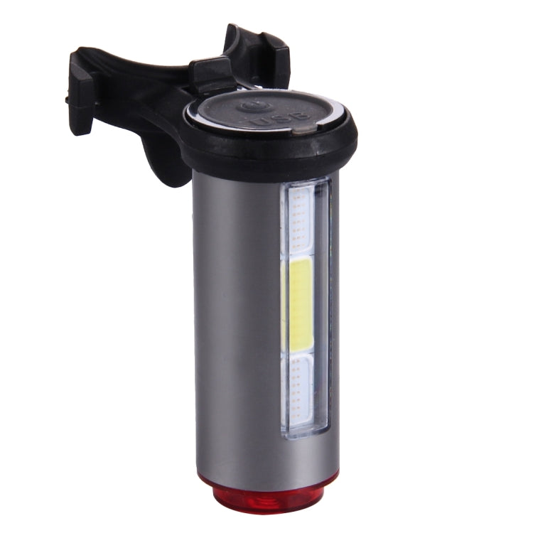 USB Rechargeable 360 Degree 7 Modes Three Color Light 100LM 3 COB + 1 LED Bike Taillight with Clip