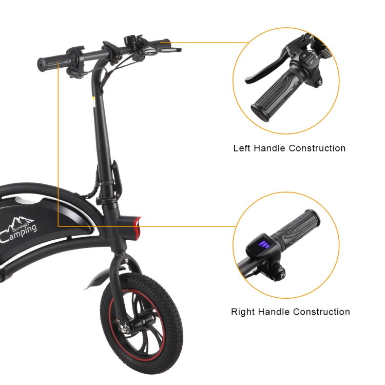 [US Warehouse] Campingsurvivals 250W 20KM / H Foldable Electric Bicycle with 12 inch Tires & LED Lights