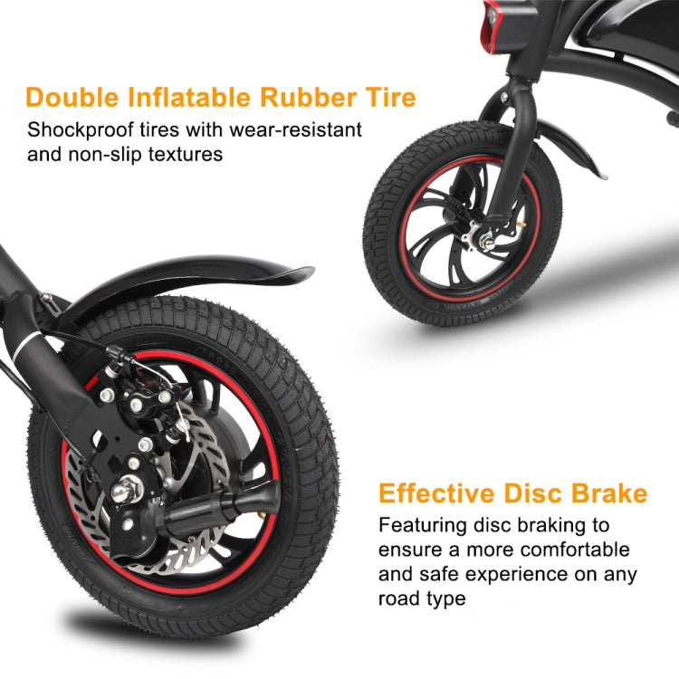 [US Warehouse] Campingsurvivals 250W 20KM / H Foldable Electric Bicycle with 12 inch Tires & LED Lights