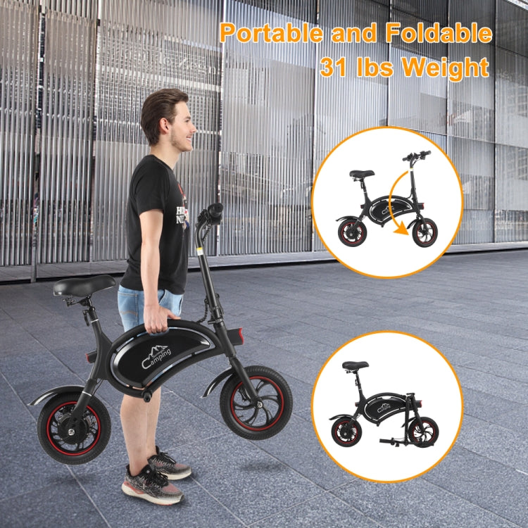 [US Warehouse] Campingsurvivals 250W 20KM / H Foldable Electric Bicycle with 12 inch Tires & LED Lights