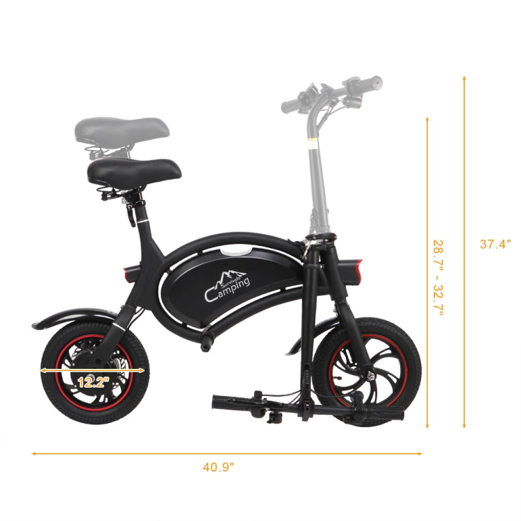 [US Warehouse] Campingsurvivals 250W 20KM / H Foldable Electric Bicycle with 12 inch Tires & LED Lights