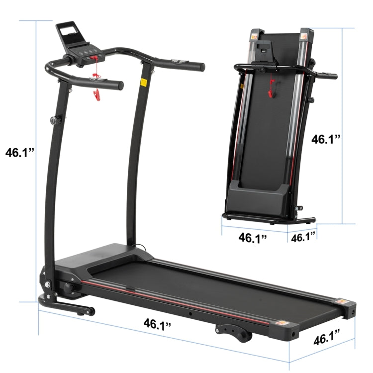 [US Warehouse] FYC Portable Folding Treadmill with 3 Manual Inclines for Home, US Plug(Black)