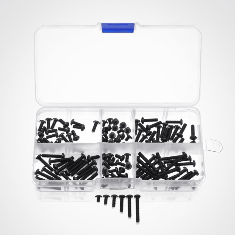 120 PCS M3 Carbon Steel Bolt 10-20mm Button Head Hex Socket Cap Screw Bolt Metric (Black)