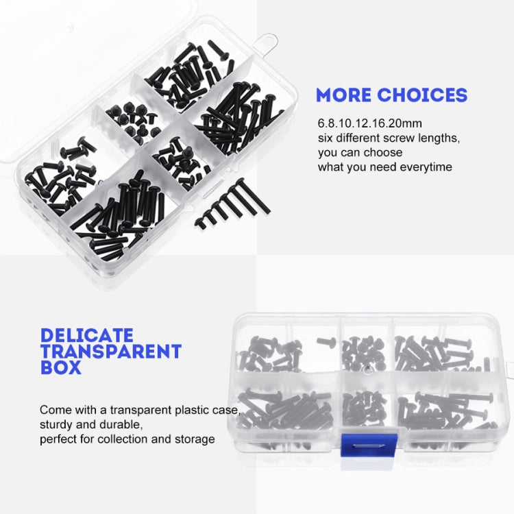 120 PCS M3 Carbon Steel Bolt 10-20mm Button Head Hex Socket Cap Screw Bolt Metric (Black)