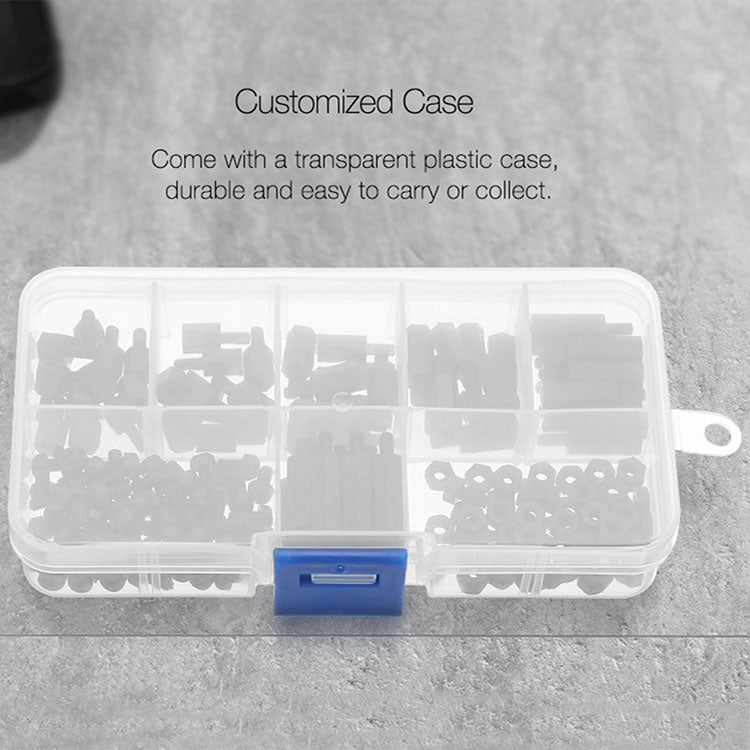 180 PCS  M3 Nylon Screw Black Hex Screw Nut Standoff Spacer Column Assortment Kit (Black)