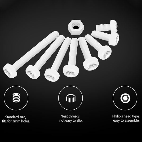 160PCS Nylon M3 Hexagonal Screw Nut Combination Set (White)