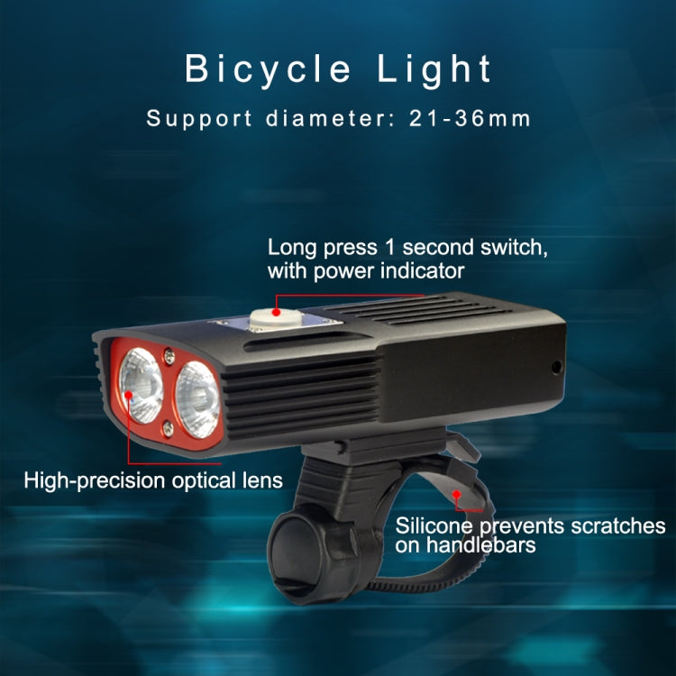 T20C 1000LM White Light USB Charging LED Bicycle Headlight Front Lamp with 3 Modes