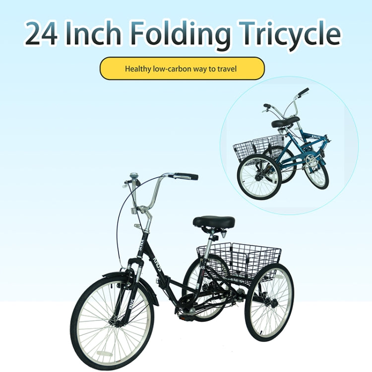 [US Warehouse] ZUKKA 24 inch Foldable Tricycle with Big Basket for Adults