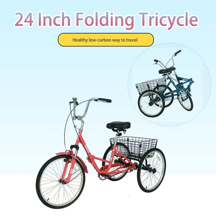 [US Warehouse] ZUKKA 24 inch Foldable Tricycle with Big Basket for Adults