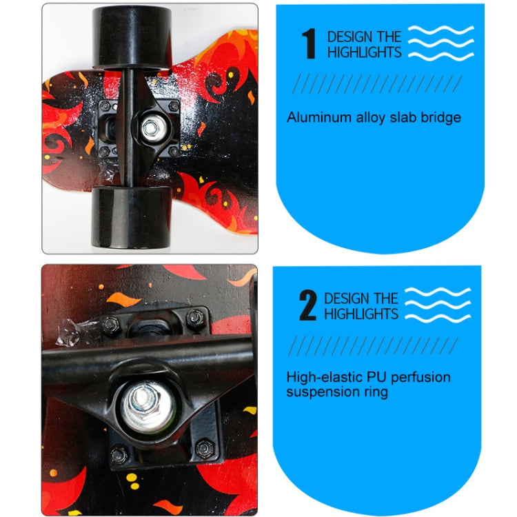 Maple Material Four Wheels Skateboard Fashionable Teenagers Scooter for Beginners, Random Style Delivery