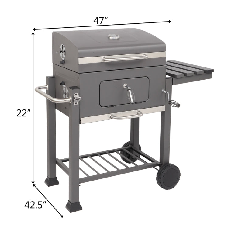 [US Warehouse] ZOKOP Square Oven Charcoal Oven with Plastic Wheel