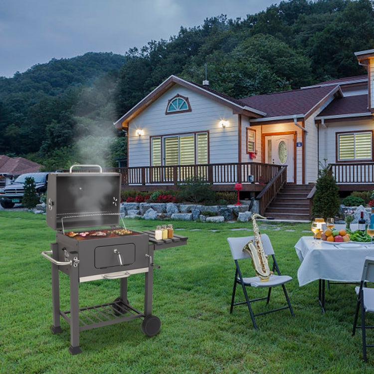 [US Warehouse] ZOKOP Square Oven Charcoal Oven with Plastic Wheel