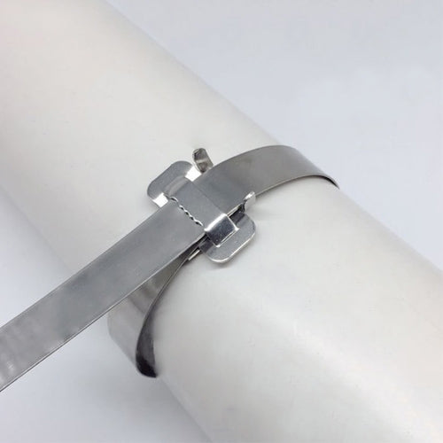 100 PCS 15.88mm 304 Stainless Steel Tie Lock Type Cable Wrapped Bundle Buckle