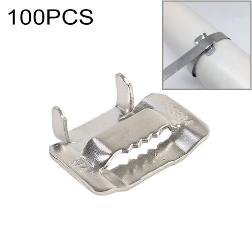 100 PCS 12.7mm 304 Stainless Steel Tie Lock Type Cable Wrapped Bundle Buckle