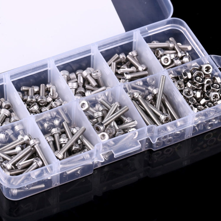 340 PCS DIN912 Hex Socket Screws Bolts Nut M3 Stainless Steel Cap Head Screw Set