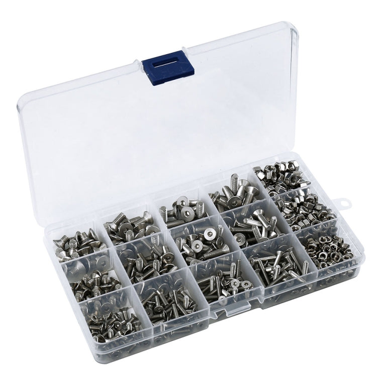 500 PCS M3 M4 M5 Stainless Steel 304 Countersunk Head Hexagonal Screw Combination Set