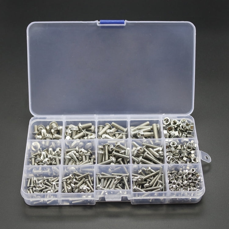 500 PCS M3 M4 M5 304 Stainless Steel Nut & Bolt Assortment Button Head Hex Socket