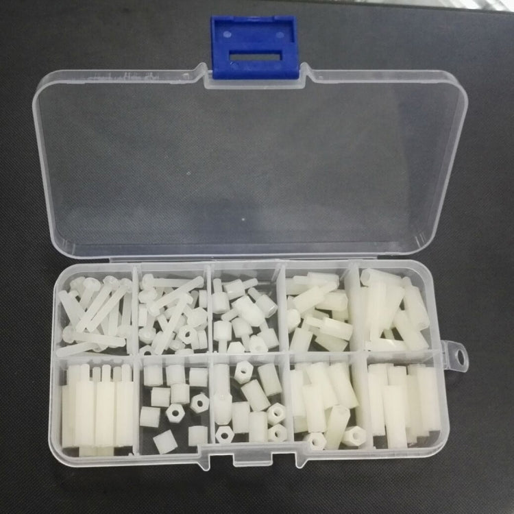 120 PCS Nylon M3 White Hex Socket Stud Nut Screws PCB Standoff Assortment Kit(White)