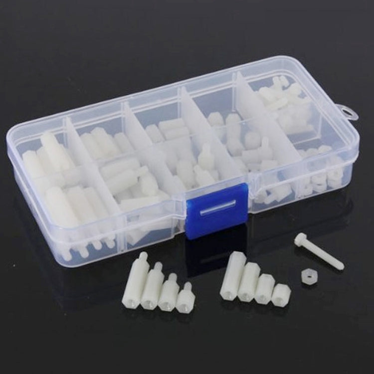120 PCS Nylon M3 White Hex Socket Stud Nut Screws PCB Standoff Assortment Kit(White)