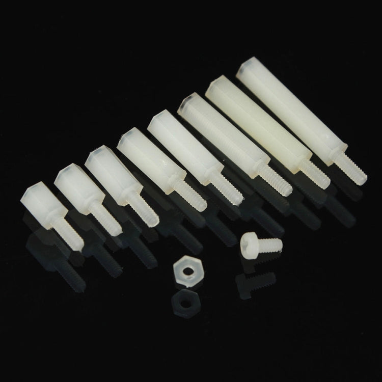 140 PCS Nylon M2 White Hex Socket Stud Nut Screws PCB Standoff Assortment Kit(White)