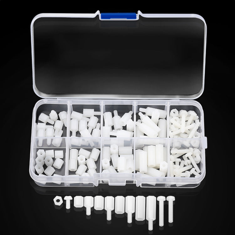 150 PCS Nylon M3 White Hex Socket Stud Nut Screws PCB Standoff Assortment Kit (White)